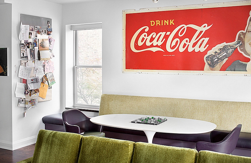 Midcentury style dining room with a vintage Coke Poster