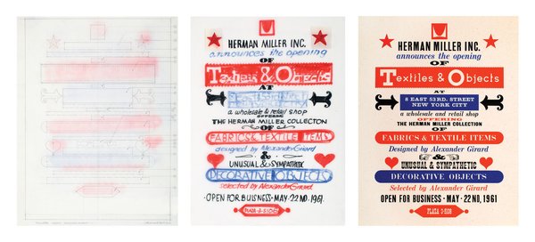 This poster was designed by Alexander Girard and made for Herman Miller Furniture Company for the opening of Textiles &amp; Objects Shop in 1961.