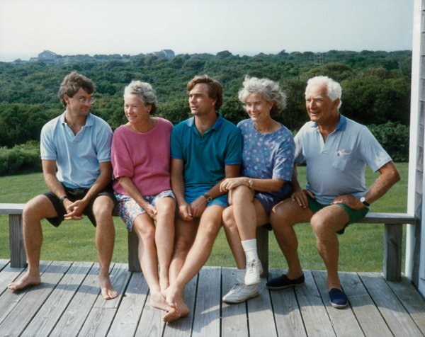 Jens Risom’s 100th birthday in May inspired many tributes to his remarkable career by admirers and family. He is pictured here in a photo taken in the 1990s on Block Island, Rhode Island, with his four children, from left: Tom, Helen, Sven, and Peggy.