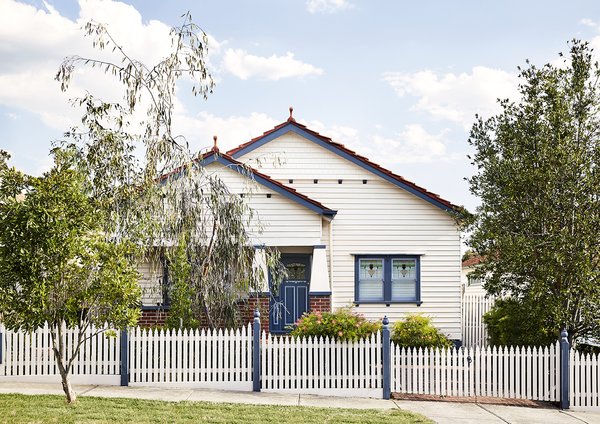 The home’s restored front facade stays true to the character of this Melbourne suburb.