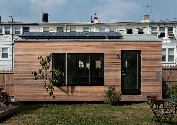 Minim lets you build your own tiny house for $35,000. Their homes are wrapped in shiplapped cypress that will patina and turn a silvery gray tone. A 960-watt solar array on the roof can be battery powered, allowing the home to operate completely off-grid.