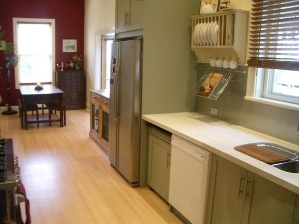 Before: The dining room sat at the other end of the long kitchen run.