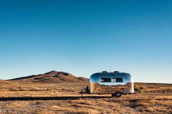 The Kugelschiff is a vintage Airstream Bambi II, with interiors that were designed by Robert Edmonds of Edmonds + Lee Architects, and the build-out handled by Sergey Shevchuk of Silver Bullet Trailers.