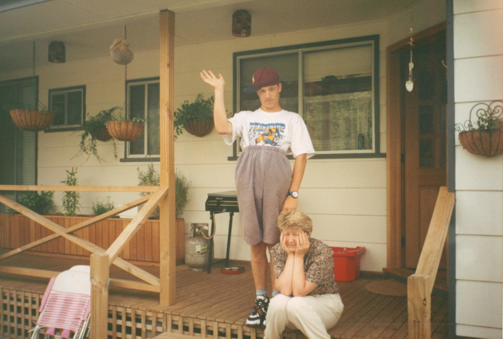 Andrew Maynard with his mom, Patricia, at his childhood home in Tasmania.