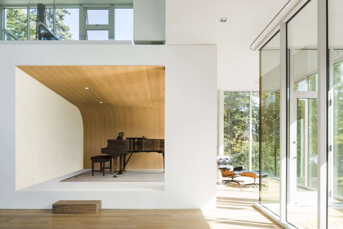 The family is able to share their love for music thanks to an in-home performance space.