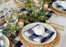 thanksgiving table with gingham accents
