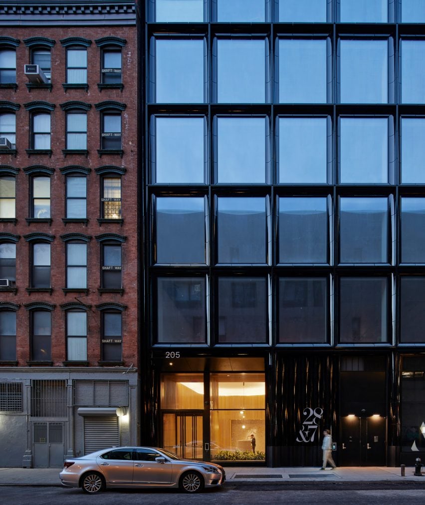 Black terracotta clad office building