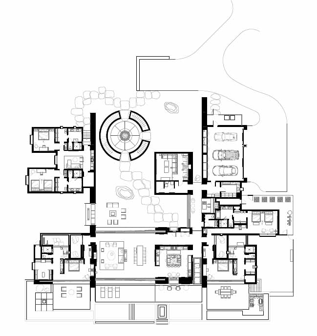 The floor plan of a modern desert home.