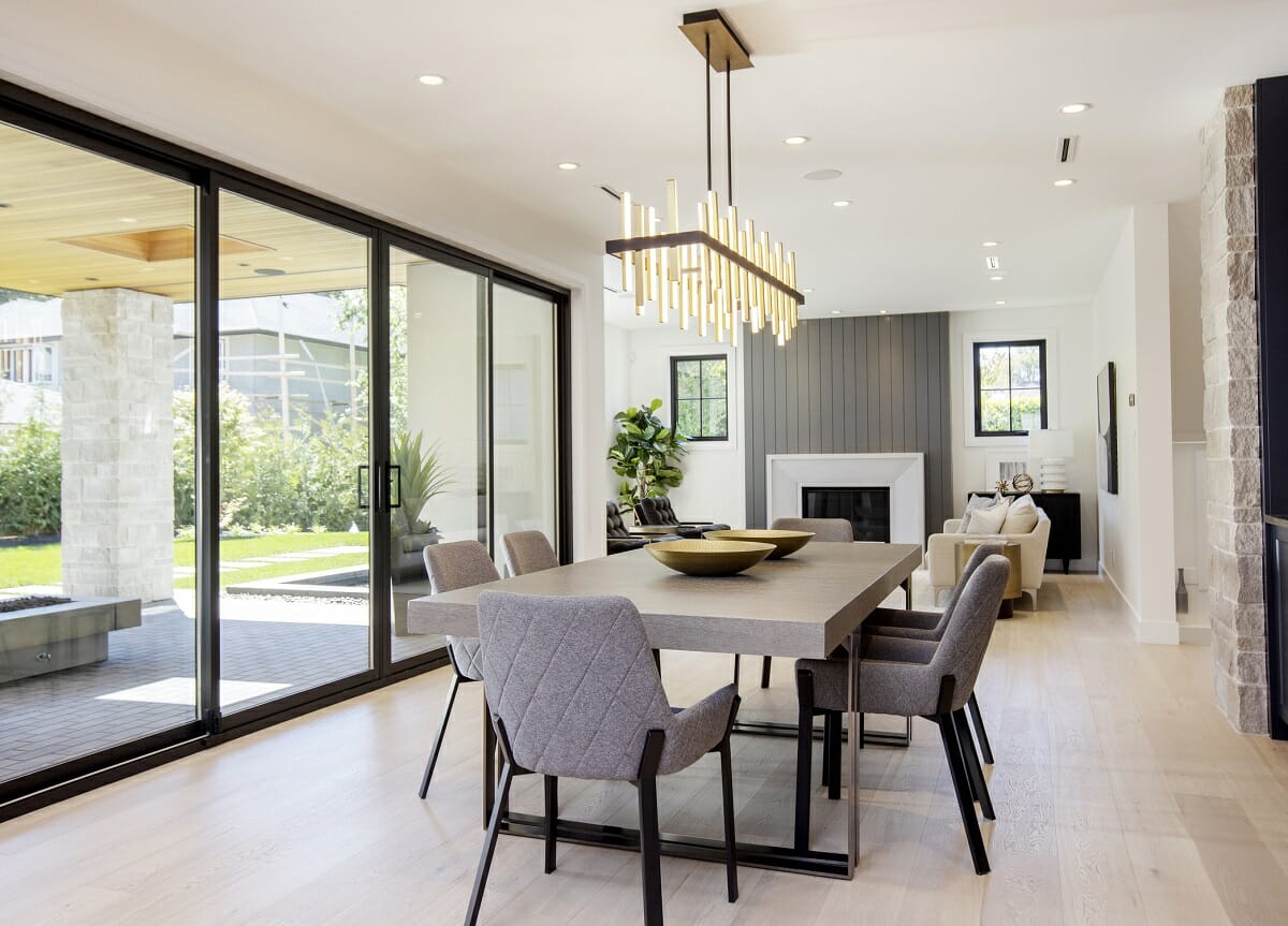 Modern dining table in a transitional interior design
