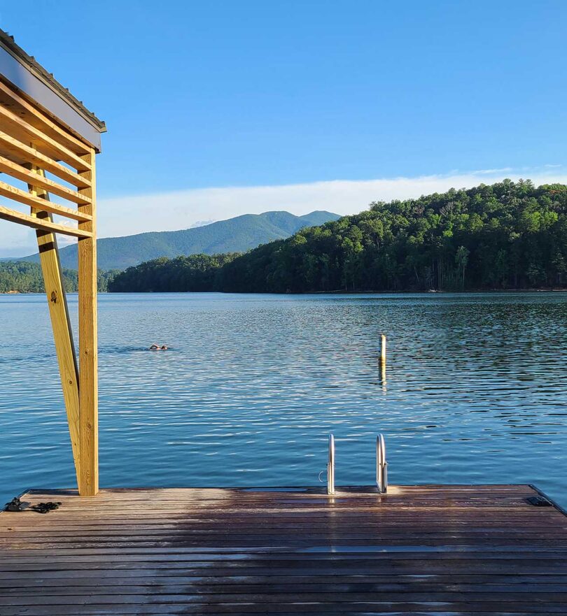 exterior view from the dock on a lake