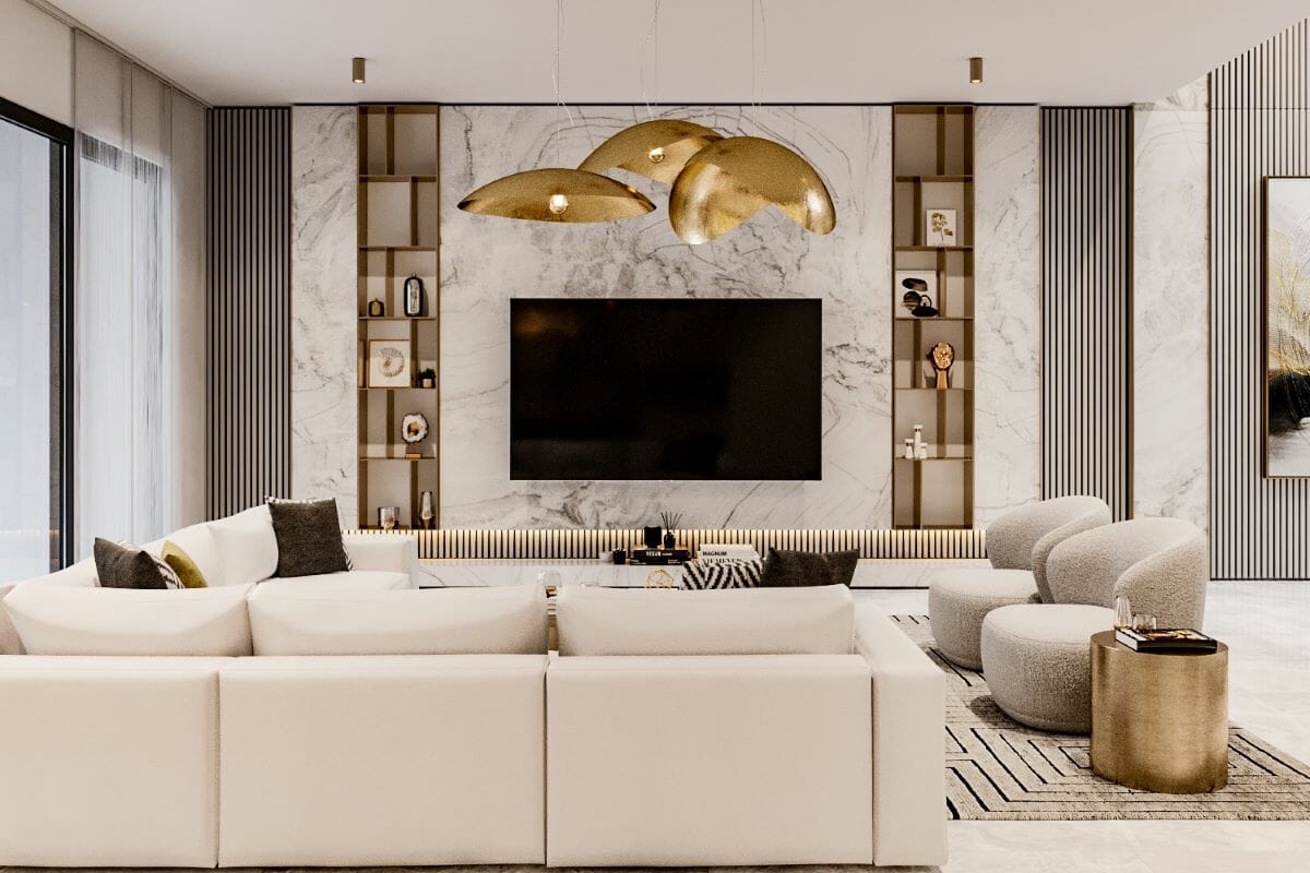 Modern luxury living room design shopping list by Decorilla