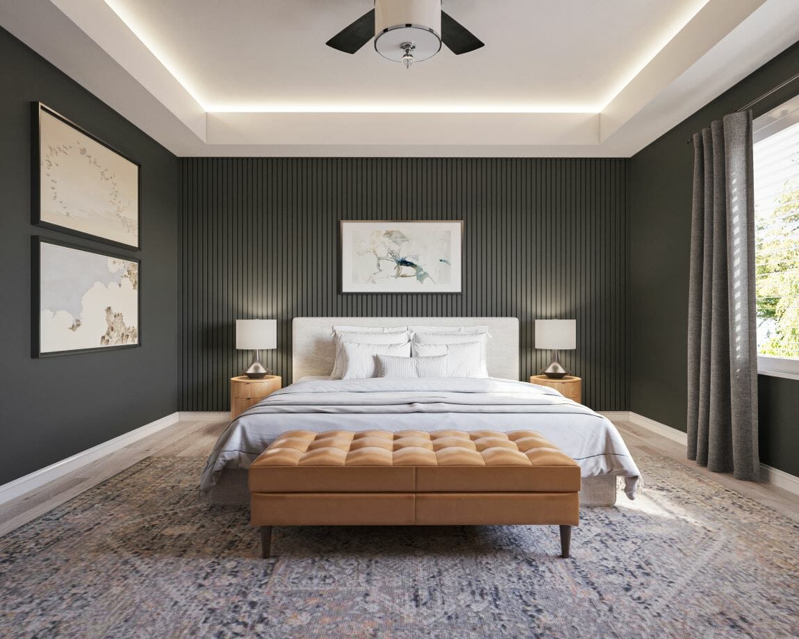 Earthy tone bedroom ideas by Decorilla