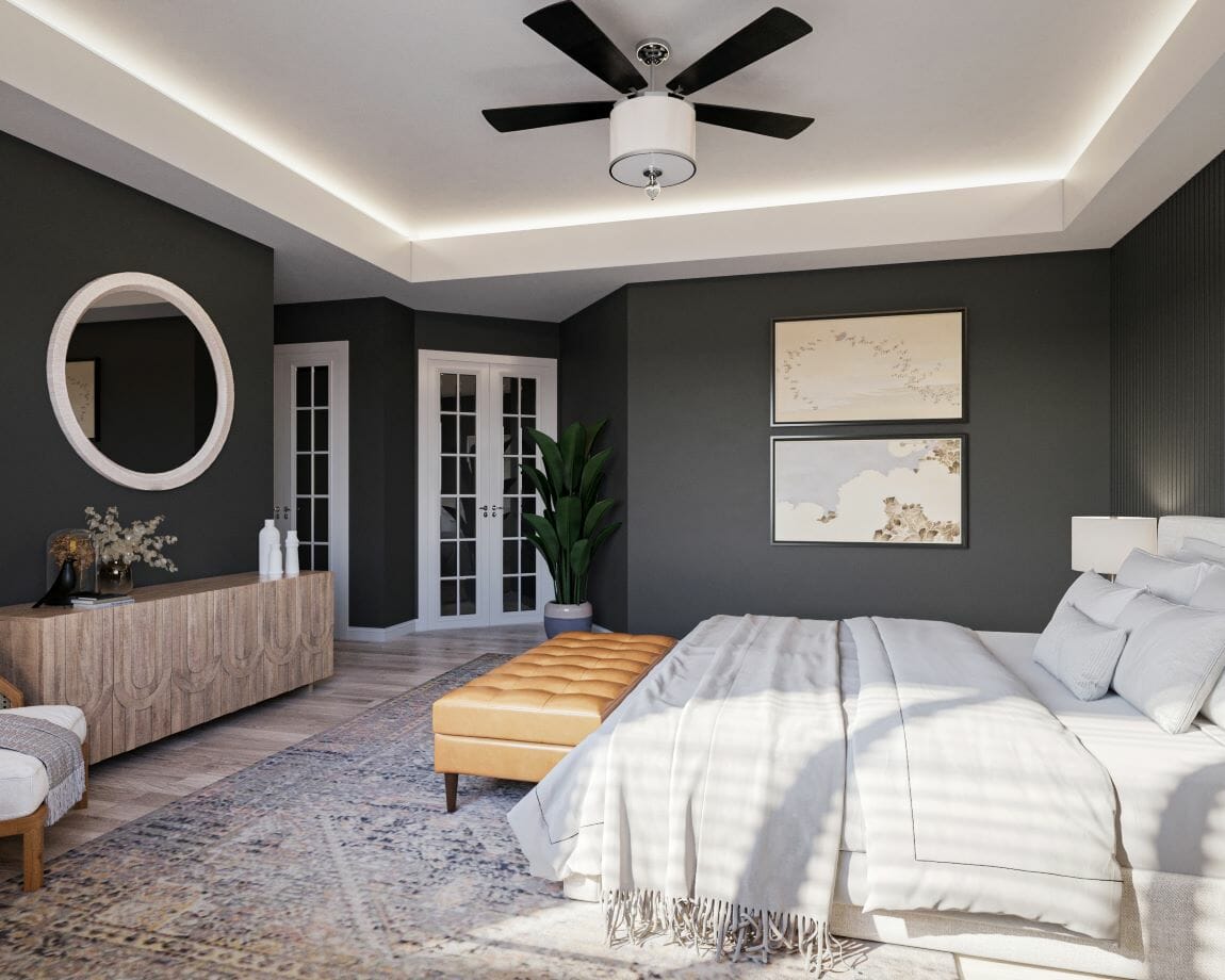 Earth tone bedroom ideas by Decorilla