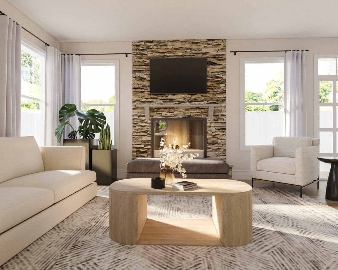 Earthy tone living room ideas by Decorilla