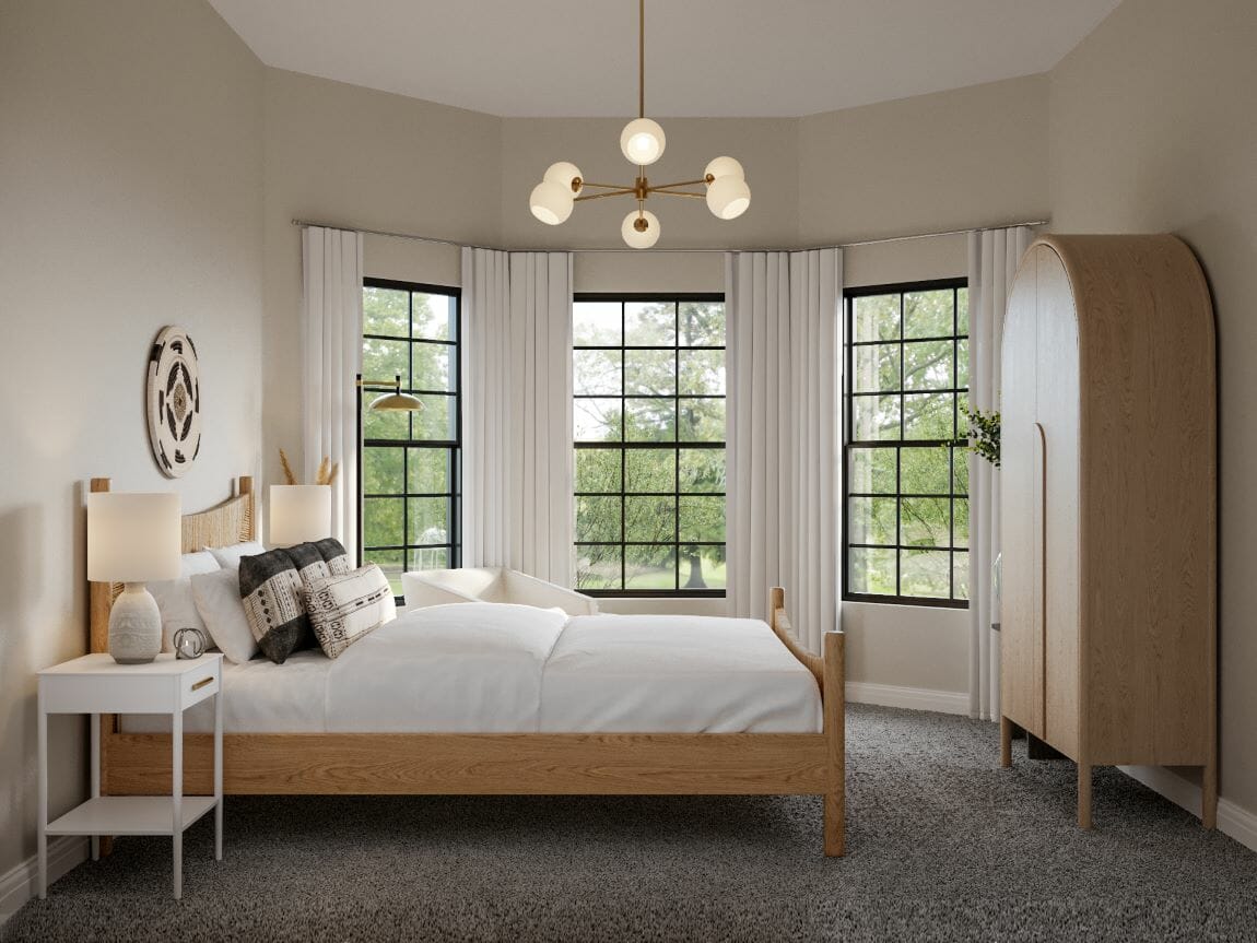 Organic natural bedroom design by Decorilla