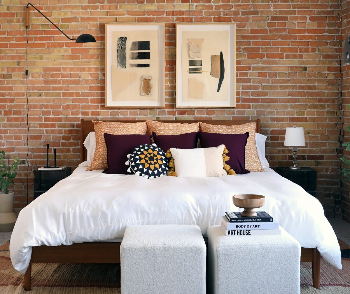 Moody boho bedroom inspiration by Decorilla designer Casey H.