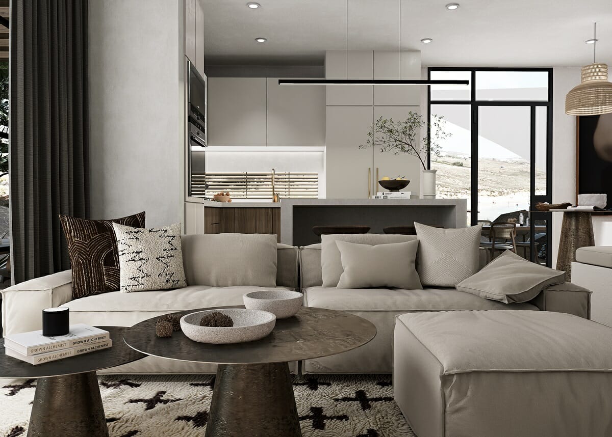 Cute coastal living room aesthetic, by Decorilla designer Wanda P.