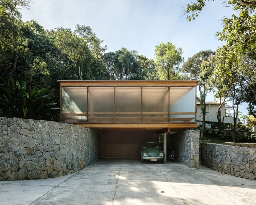 Garage with translucent pannelling