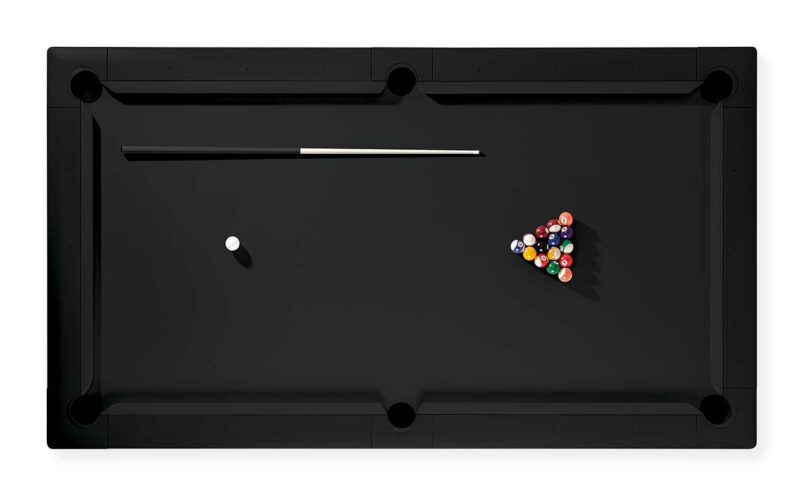 down view of modern black pool table