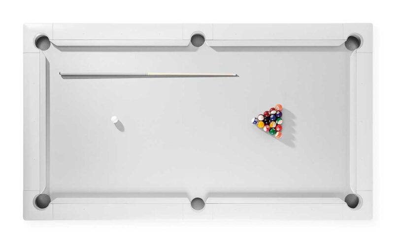 down view of modern white pool table