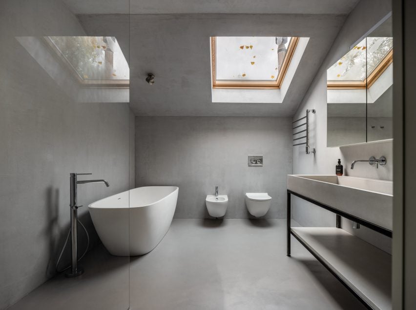 Photograph of grey bathroom