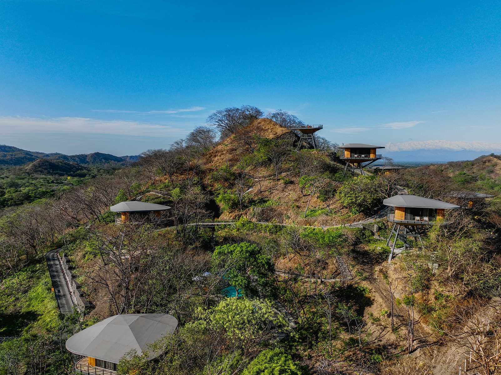 A modern hotel in Costa Rica has a series of elevated cabins inspired by tree houses.