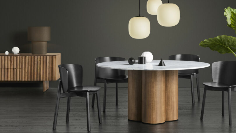 dining table with black dining chairs