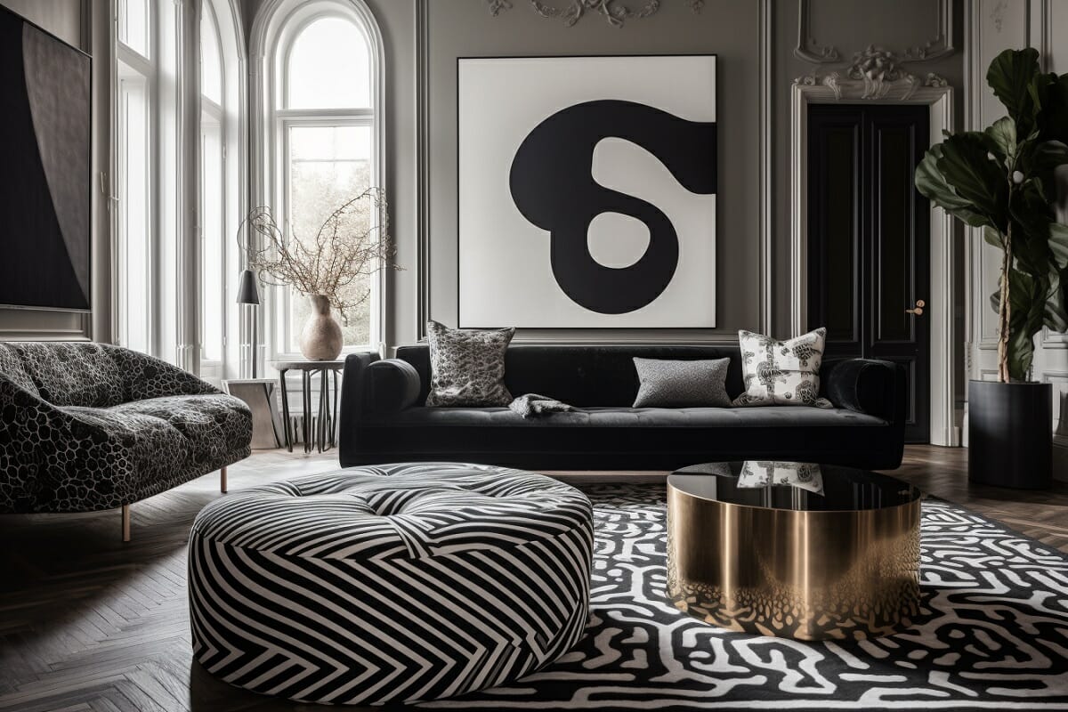 Black interior design color trends 2024