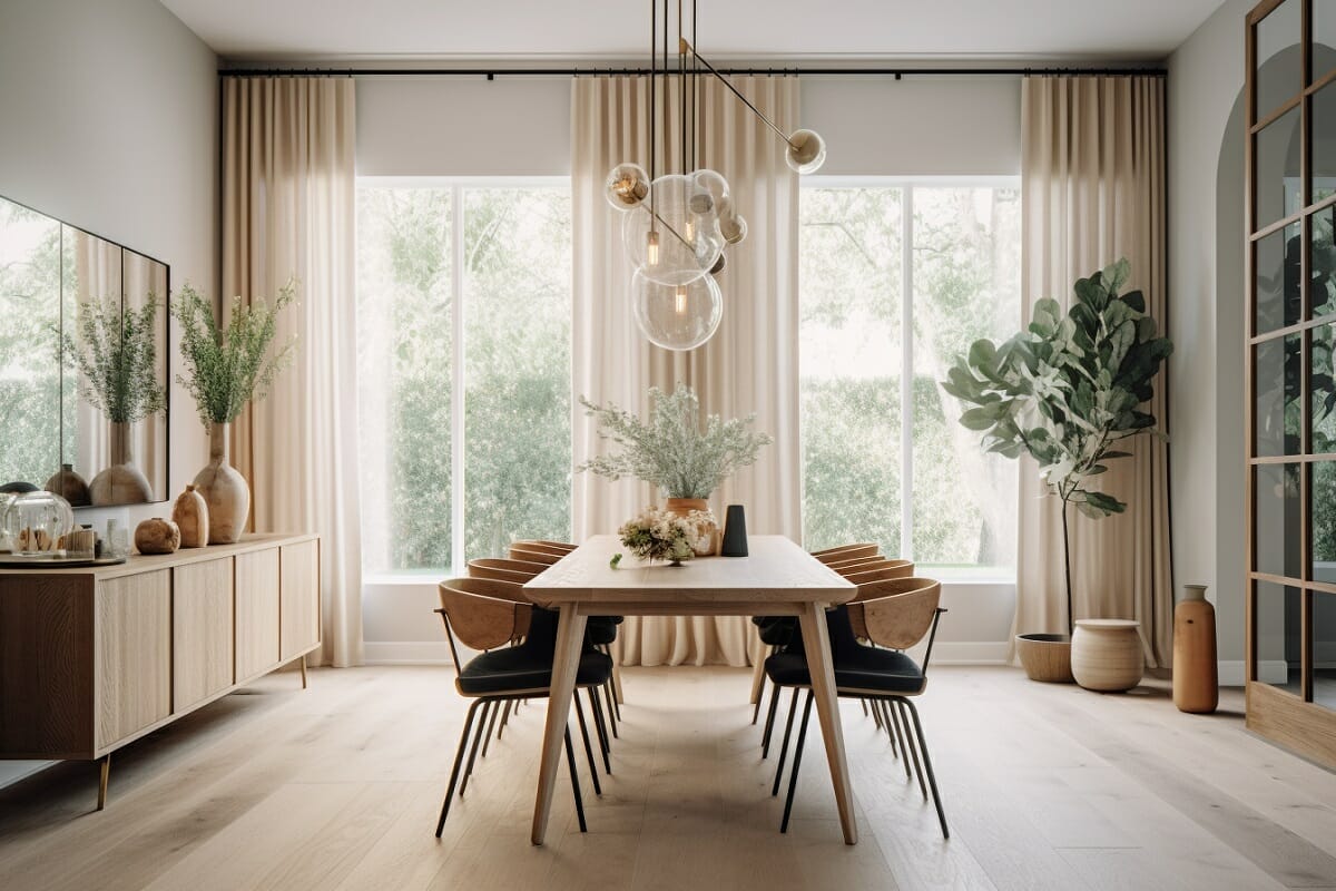 Sculptural dining room lighting trends by Decorilla designer Meric S.