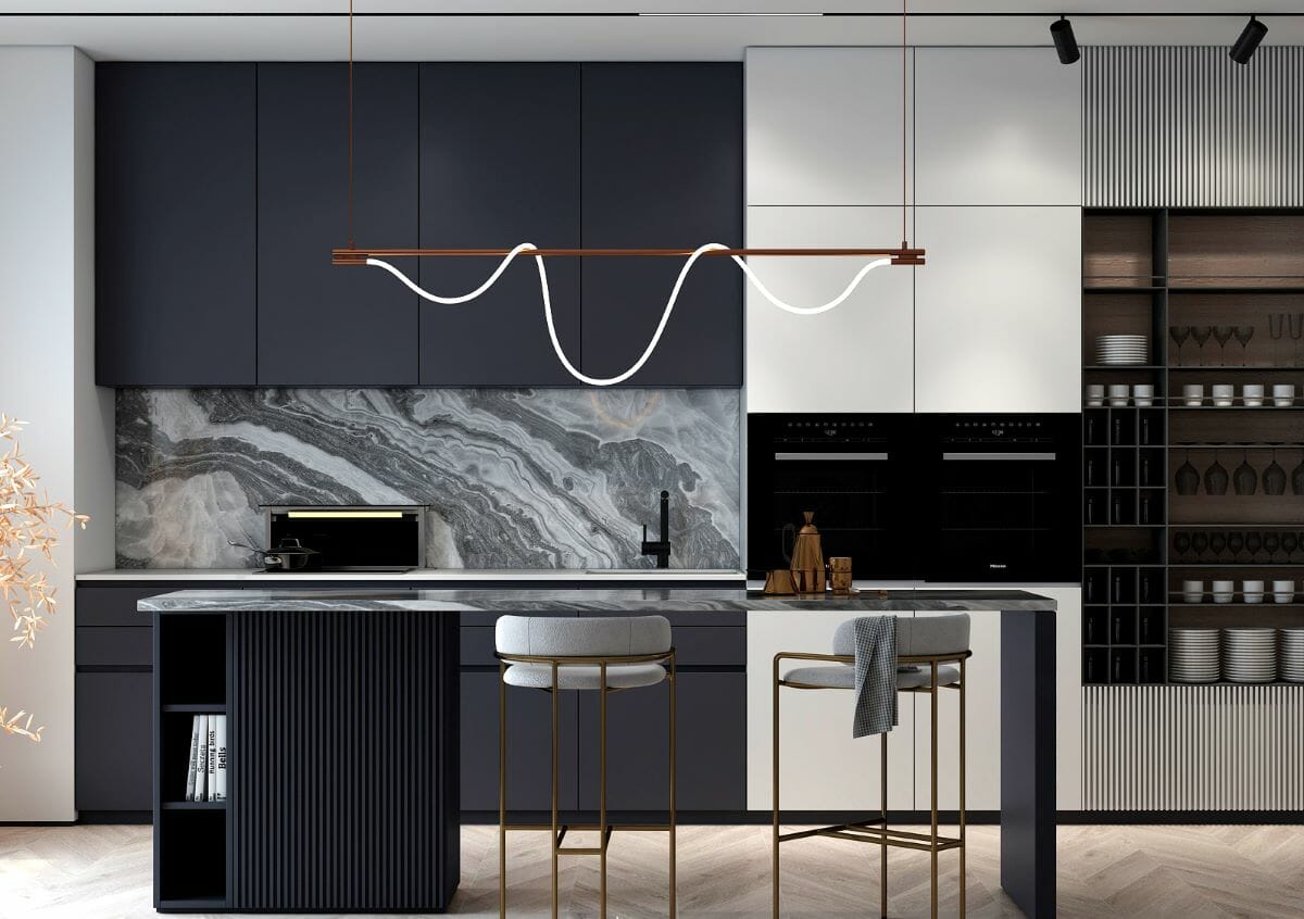 kitchen lighting trends 2024 with a sculptural style
