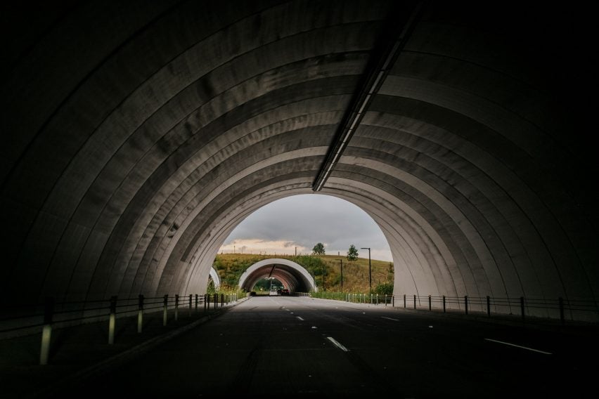 The view from underneath a tunnel