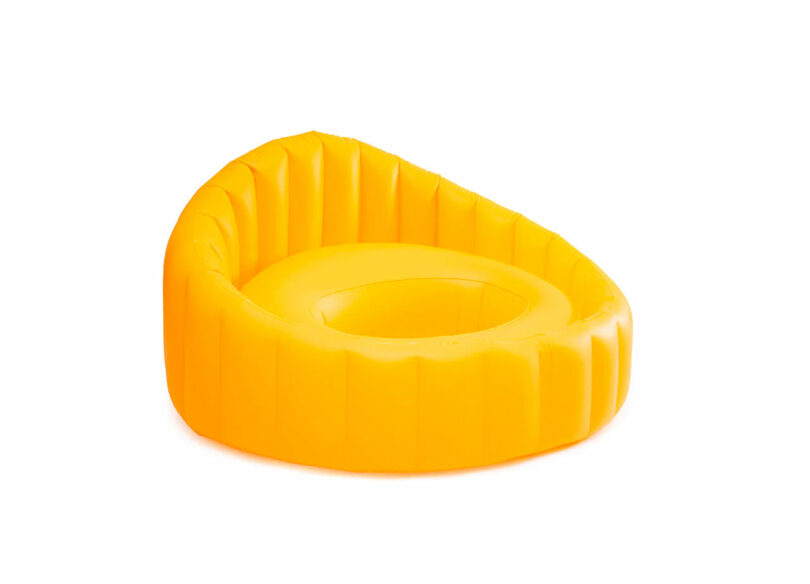 yellow tortellini shaped pool float