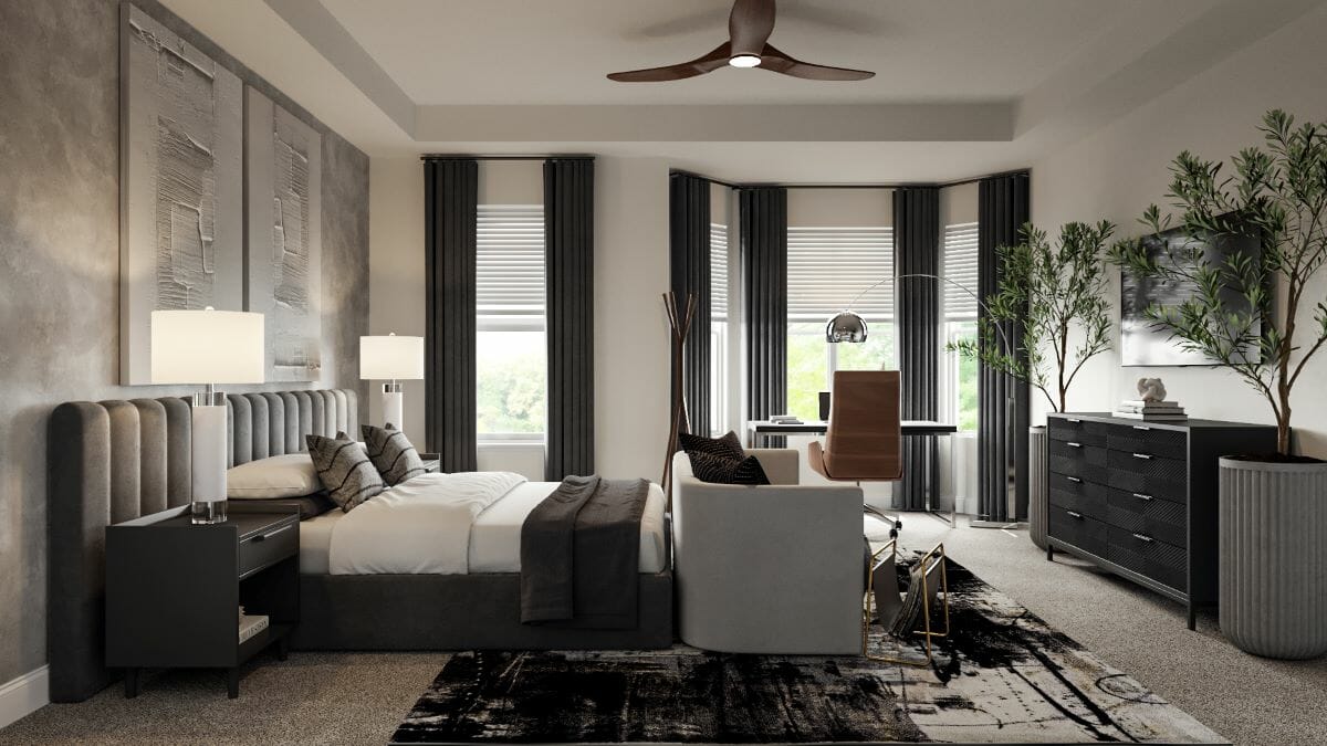 Interior design solution for short-term rentals master bedrooms by Decorilla