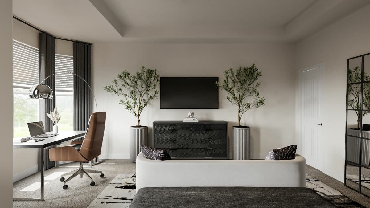 Luxury short term rental master bedroom by Decorilla