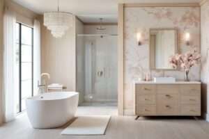 Before & After: Trendy Modern Bathrooms with a Feature Wallpaper - Decorilla Online Interior Design