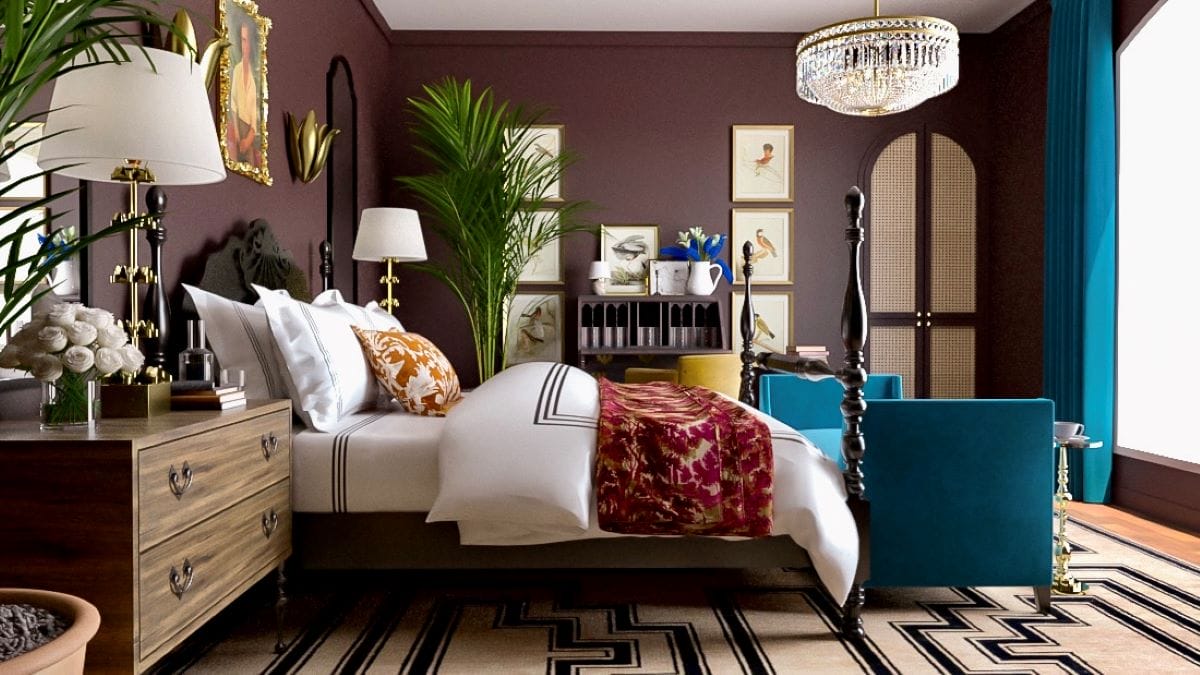 Vintage bedroom design by Decorilla