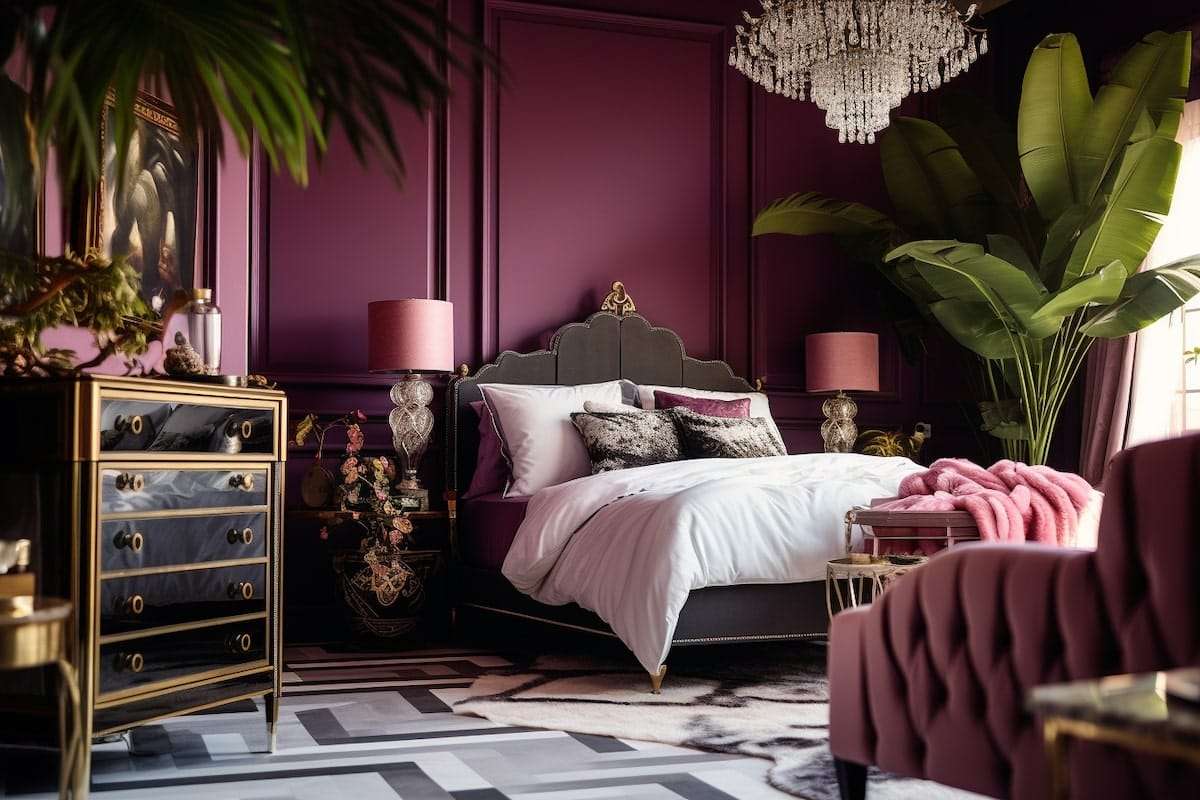 Bold vintage bedroom design by Decorilla