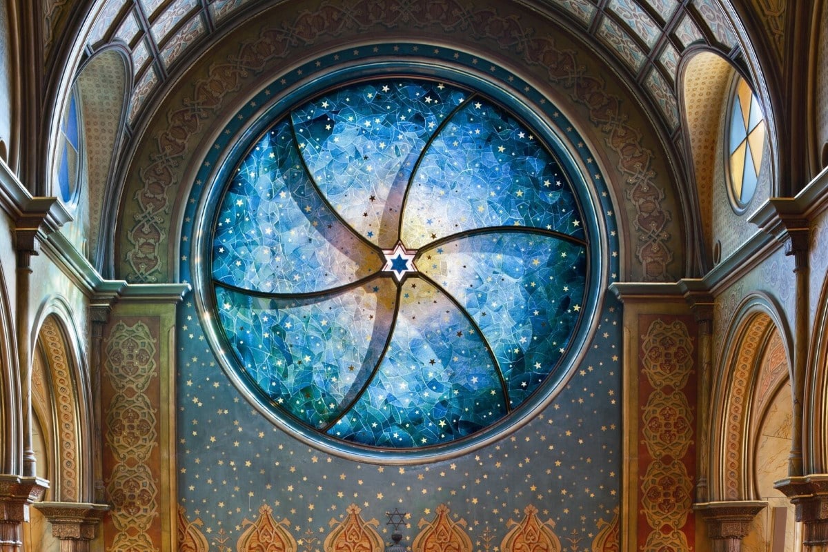 Stained glass window at the Eldridge Street Synagogue