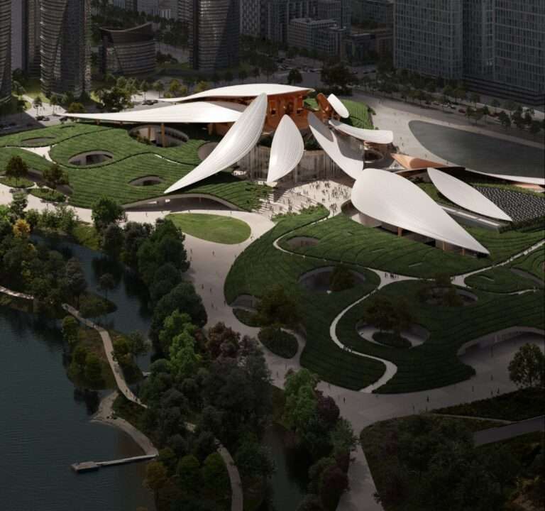 Cultural Center in China Has Roof Inspired by the Shape of Bamboo Leaves