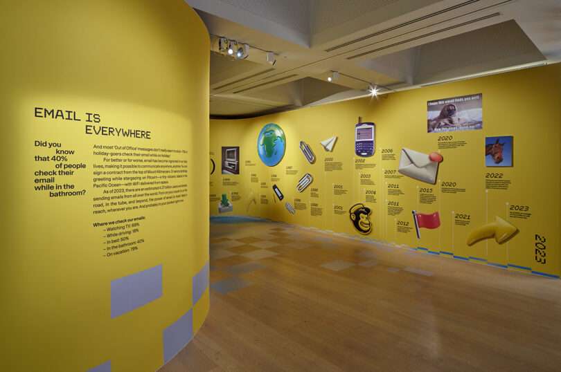 entry to an immersive exhibit with bright yellow walls