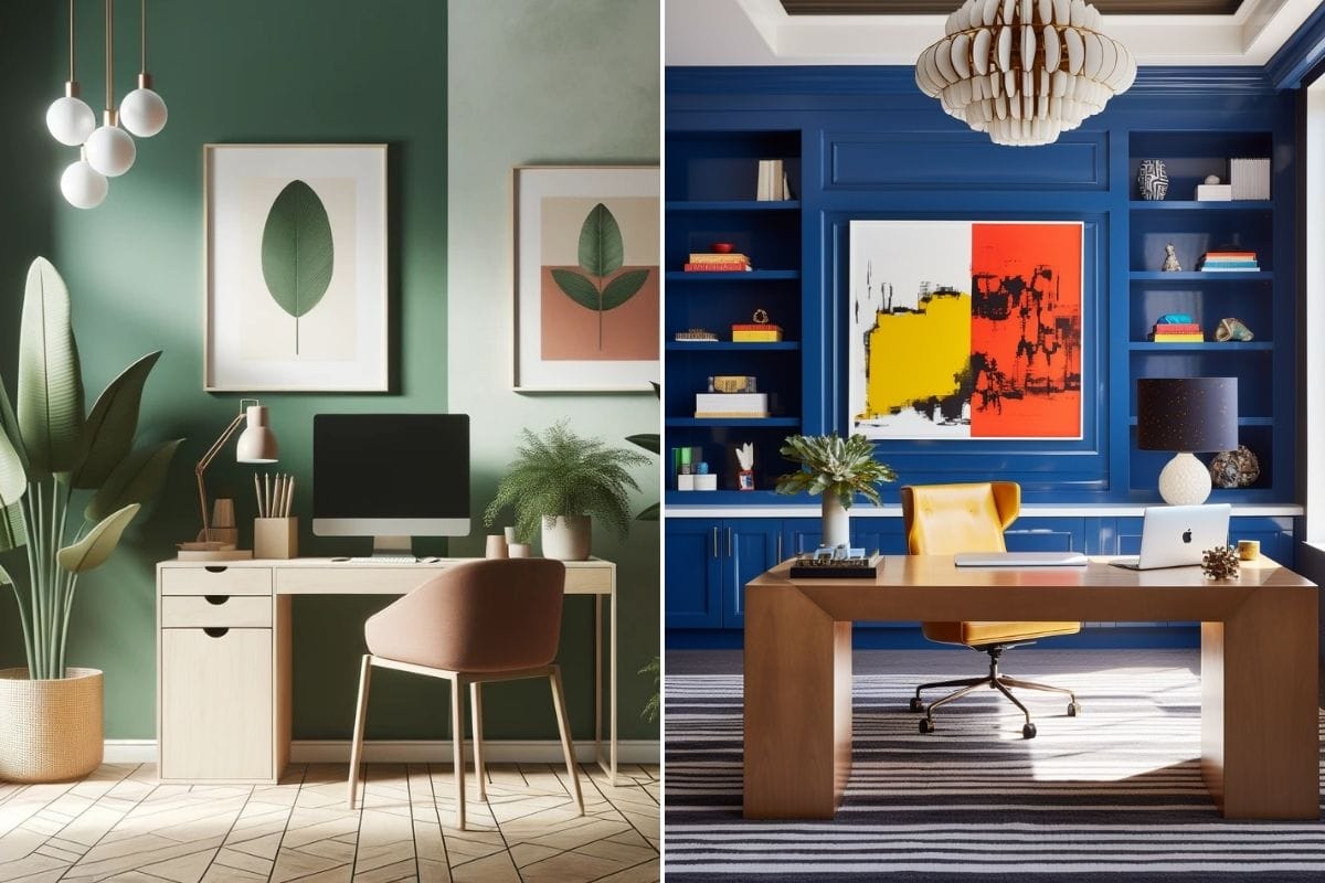 Colorful home office design trends 2024