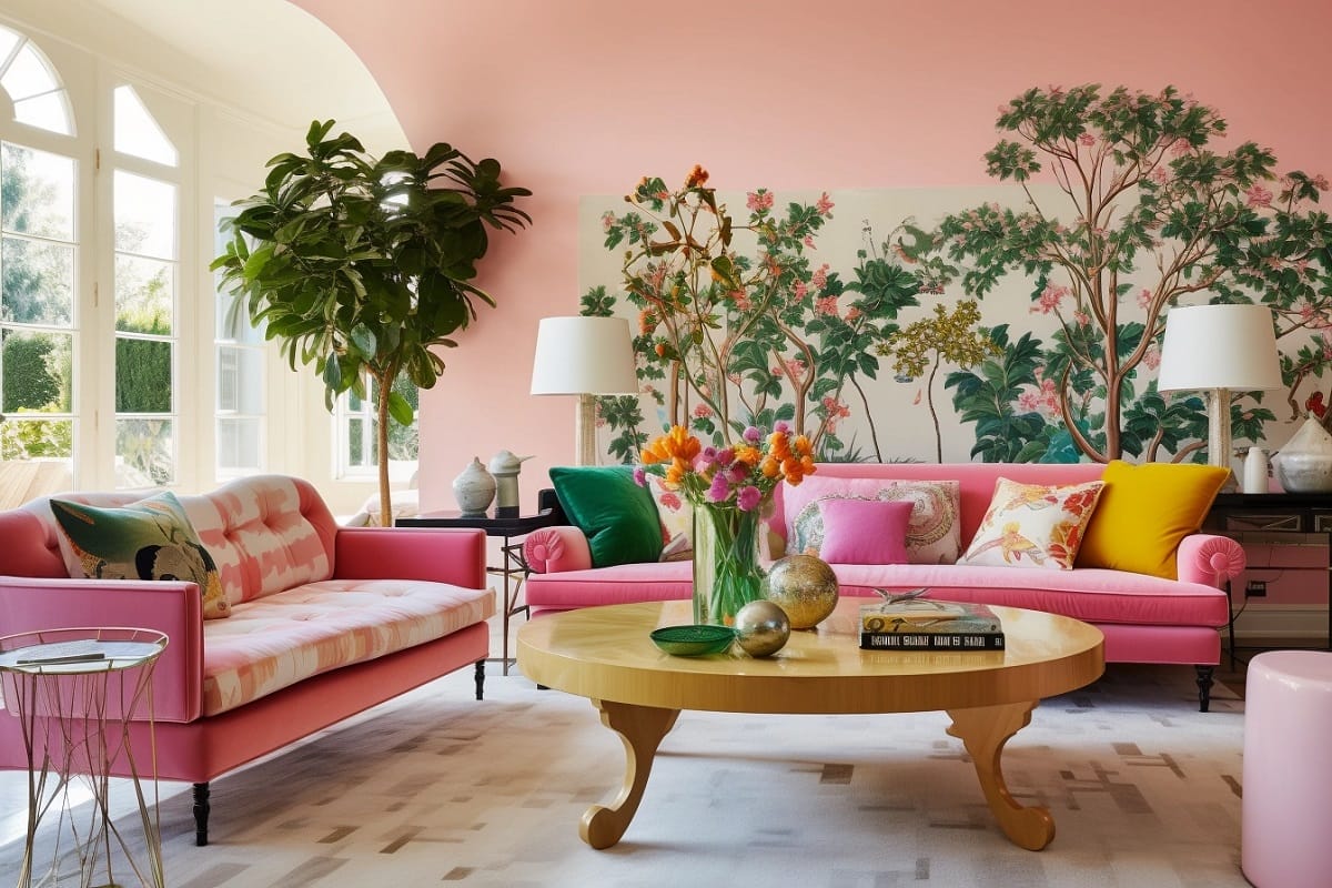 Colorful walls make up living room decor and design trends 2024Colorful walls make up living room decor and design trends 2024
