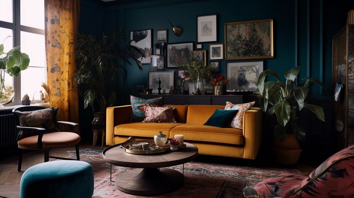 Eclectic living room interior design trends 2024