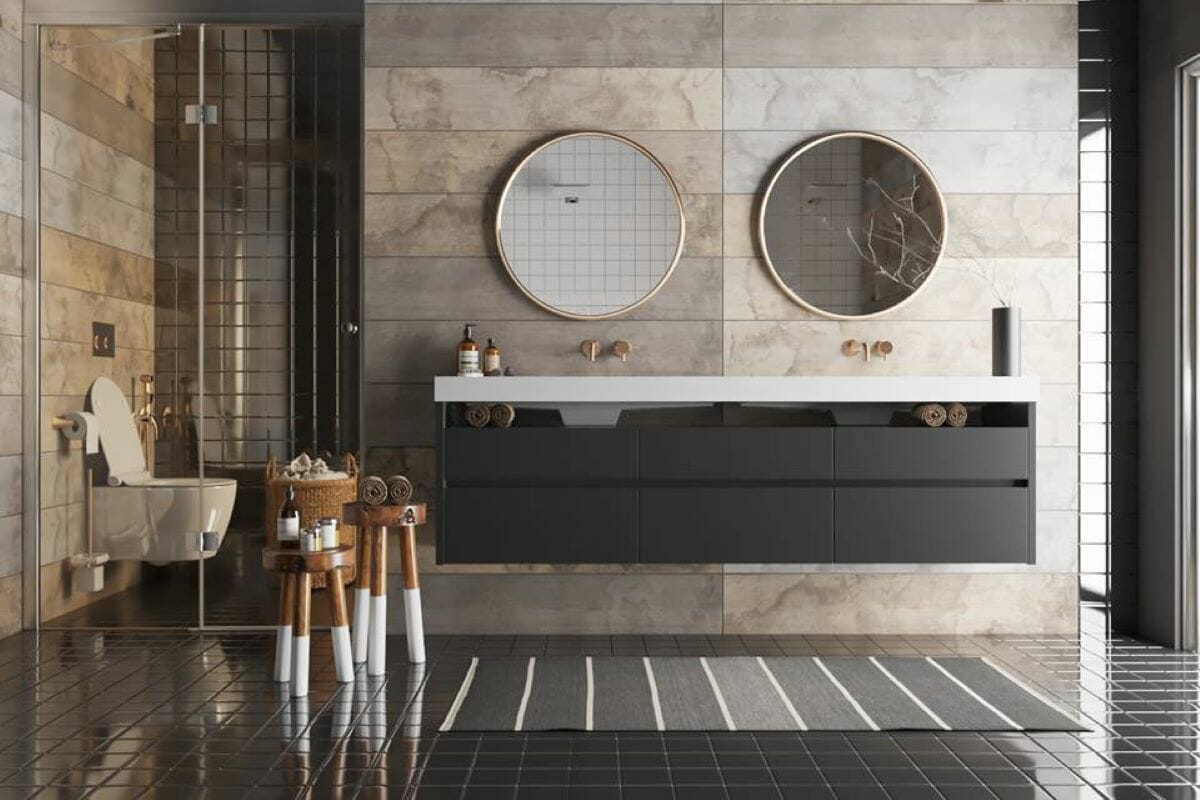Masculine modern bathroom ideas by Decorilla designer Rehan A.