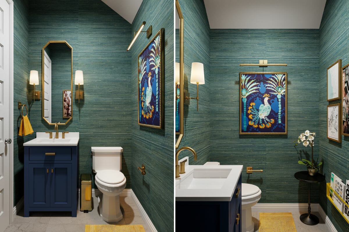 Stunning half bathroom design by Decorilla designer Rachel H.