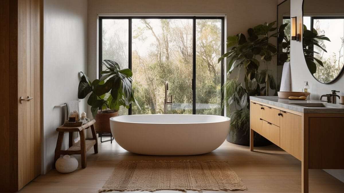 Organic modern bathroom design by Decorilla