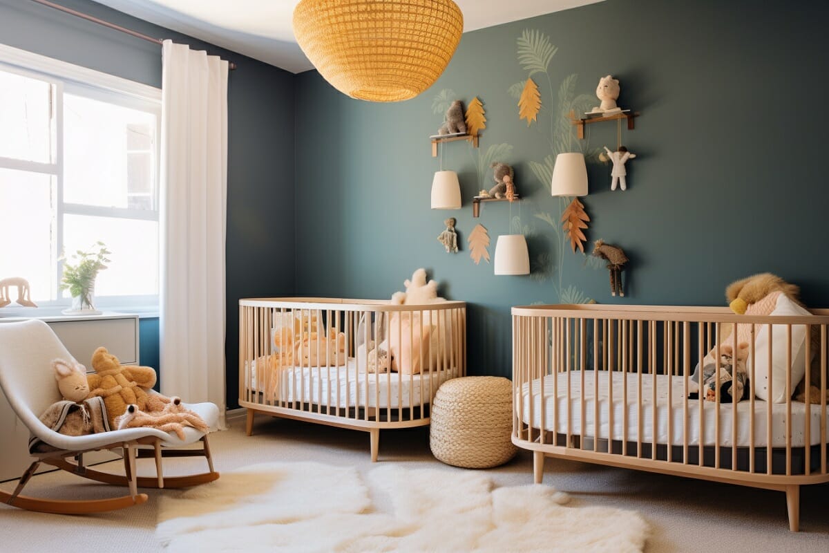 Nursery wallpaper decals with green nursery decor