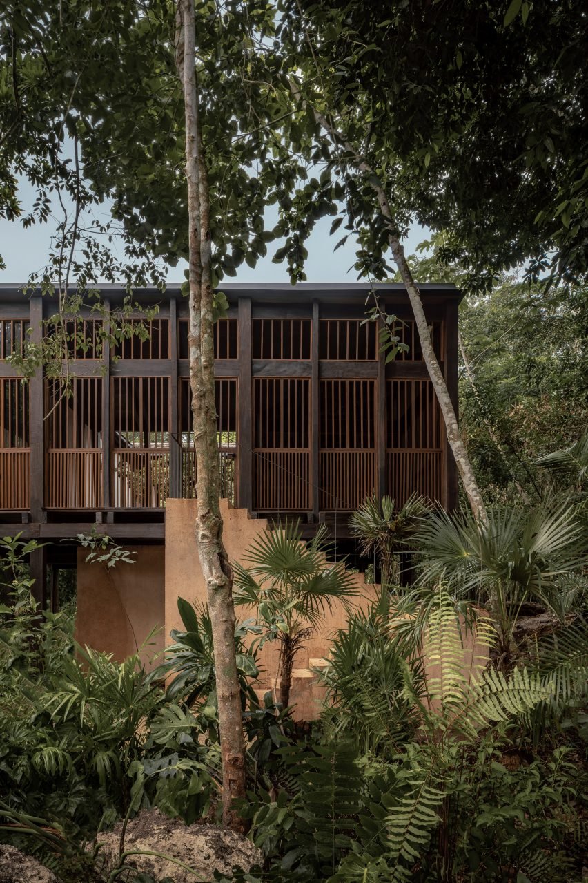a wooden treehouse hotel in Mexico