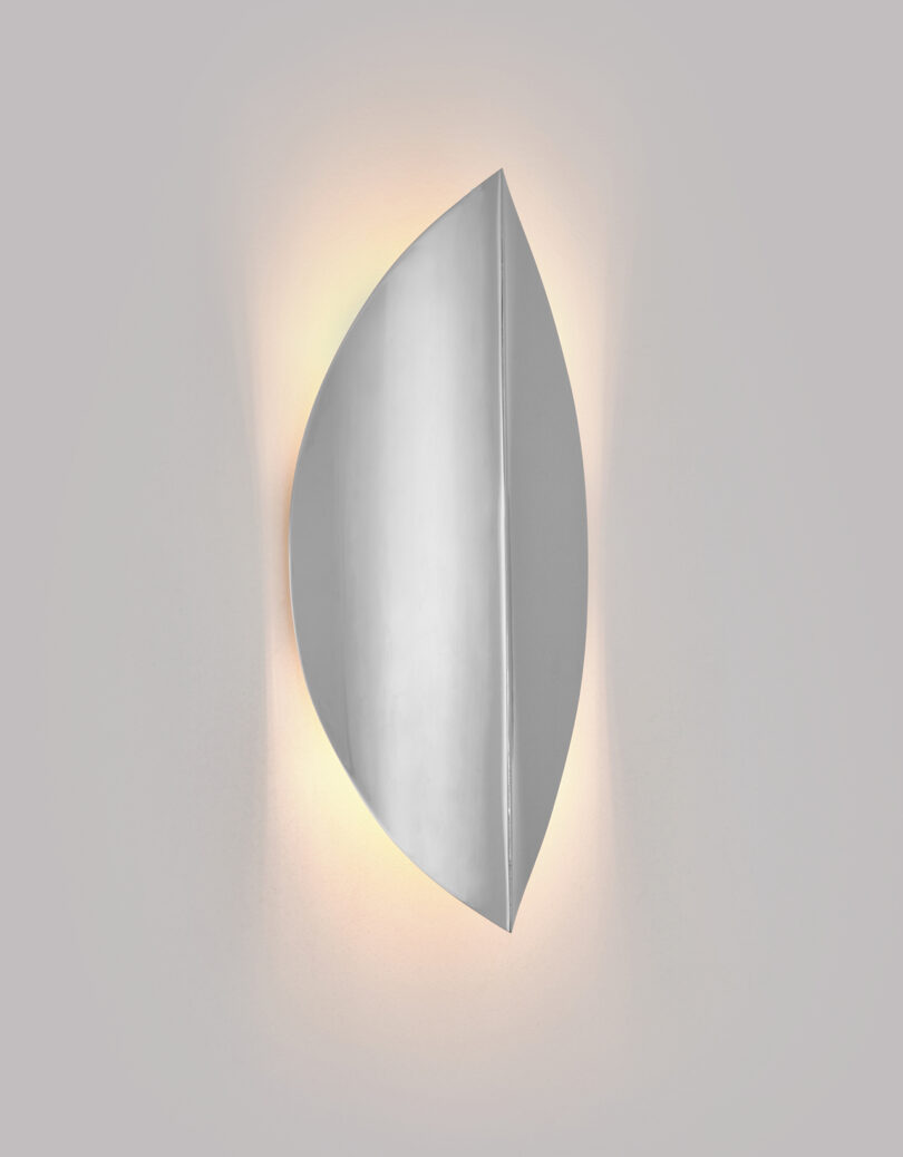 silver leaf-shaped wall sconce