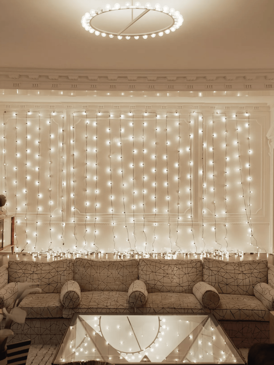 lighted christmas curtains white shear